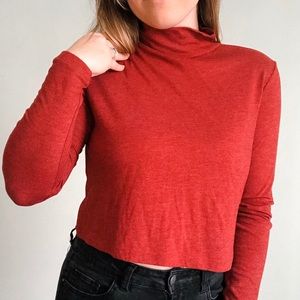 Red Long Sleeve Turtleneck Crop